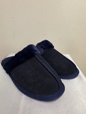 Simons Navy Faux-Fur Slip-On Slippers